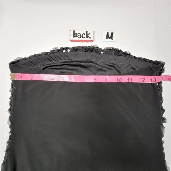 Black Strapless Mini Dress with Sequins and Floral Applique Size M Size L - Picture 8 of 10